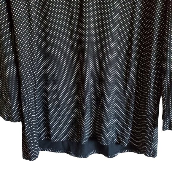 J Jill Tunic Blouse Scoop Neck  Black with Tiny Polka Dots Rayon Blend Small - Picture 5 of 13